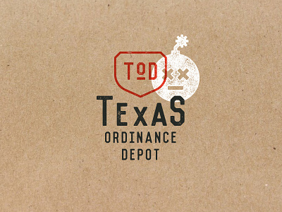 Texas Ordnance Depot bomb branding design graphic design identity illustration logo shield typography vector