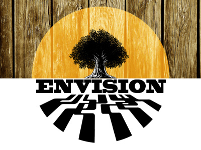 Envision branding christian create emblem grow idea identity logo roots tree type typography vision wood