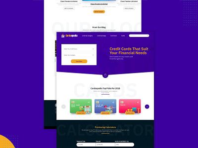 Cardsopedia Responsive website for card compare site card design cleandesign coloful compare illustration responsive design ui uiux websitedesign