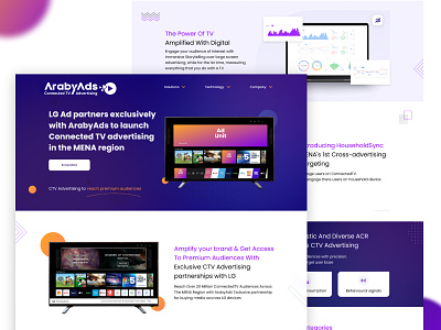 ArabyAds Connected TV Advertising Website bigscreen cleandesign colours ctv design trendingdesign tv ui ux website