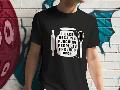 I bake because punching peoples frowned upon branding design illustration logo logo design t shirt t shirt design vintage vintage t shirt