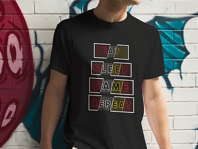 Eat sleep game repeat typography t shirt design. T shirt design branding design illustration logo logo design t shirt t shirt design vintage vintage t shirt