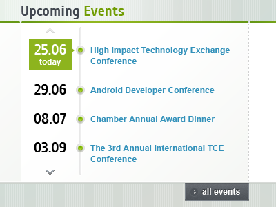 Upcoming Events bullit button date events list timeline ui web