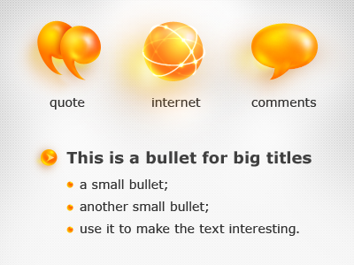 Orange Icons bubble bullet chat comments icon internet kit list orange orb quote