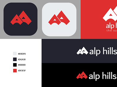 A Letter Hills Logo a a letter a logo aa adobe illustrator alp double a double a logo graphic design hills hills logo icon illustrator mountain mountain logo mountains red and white