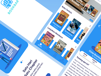 BOOKBAR APPS ( ONLINE LIBRARY APPLICATION ) aplication app apps book bookbar books branding design graphic design illustration library logo online onlineapps ui ux