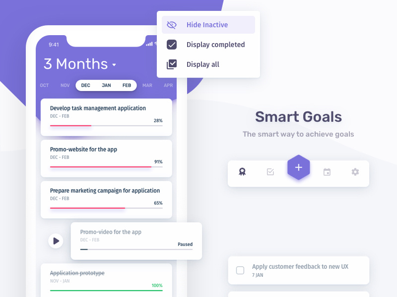 Smart Goals App by Elysio on Dribbble