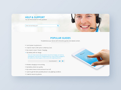 Customer Support page design interaction design responsive ui web