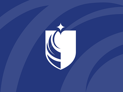 Shield logo mark with phoenix wings