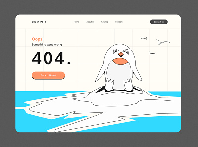 404 Page Not Found 404 app blue daily design error found landing page not orange page penguin practice ui