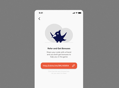 Share Button app bird blue button code daily deep design orange practice refer referral share task ui