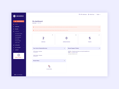 Hexerio - dashboard branding dashboard design ui ux webdesign website