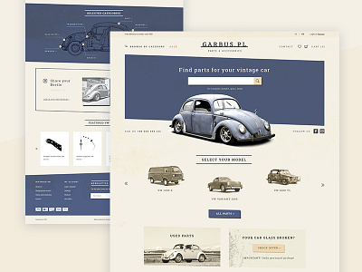 Retro e-commerce cars parts e commerce retro shop ui ux web design