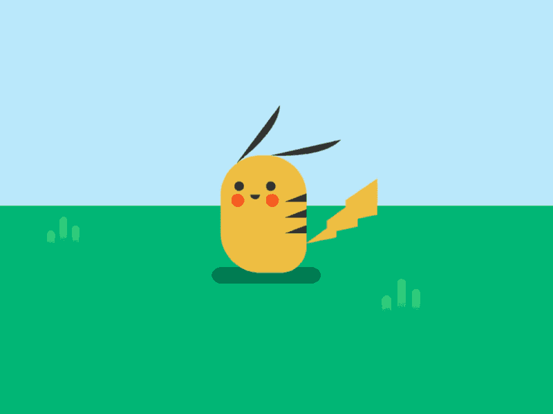 Pika Pikachu! flat jump lindesign loop animation minimalistic motion pikachu pokemon