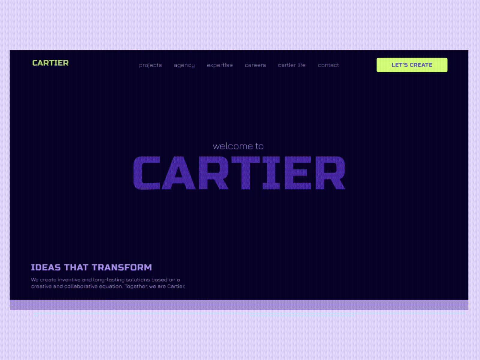 Cartier Agency Redesign Concept advertising animation cartier first screen ui ux web design