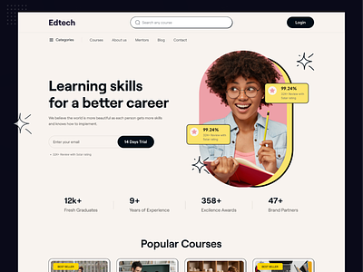 E-Learning Platform Landing Page app design e-learning minimal ui web website