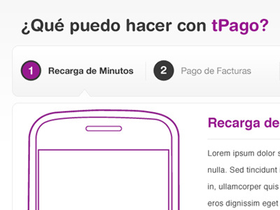 Tpago mobile tabs web design