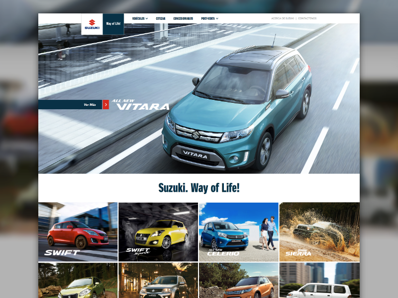 Suzuki Website cars clean design made with invision ui