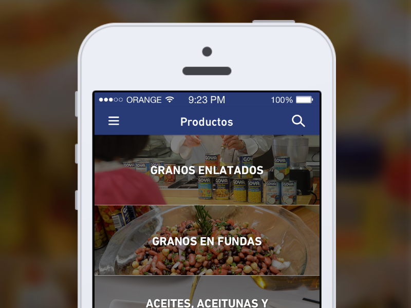 Categories - Goya RD App design food made with invision mobile app ui ux