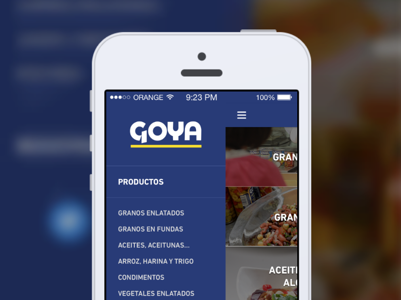 Side Menu - Goya RD App design food made with invision mobile app ui ux