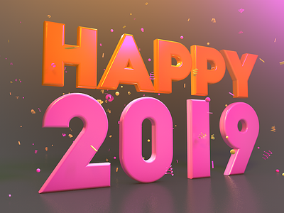 Happy New Year 2019 3d c4d cinema 4d new year party text