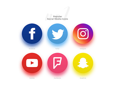 Popular Social Media Icons /no1 color facebook foursquare icons instagram media shadow snapchat social twitter youtube