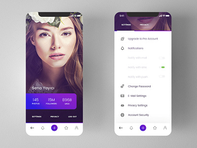 Profile and Setting : Vibbble Mobile App app design experience interface iphonex mobile photography ui user ux