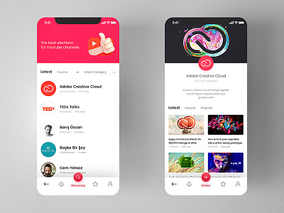 YouTube Channel Recommmend Mobile App app design experience interface iphonex mobile recommend ui user ux youtube