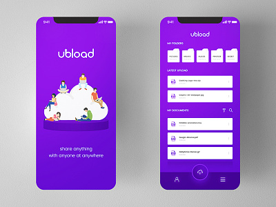 Splash & Home : Ubload Mobile App app cloud design experience interface iphonex mobile ui upload user ux