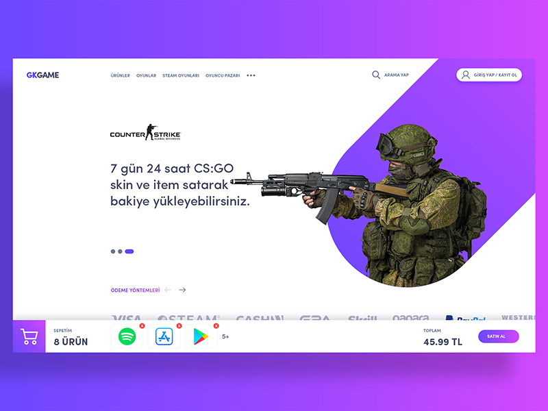 GK Game Store Cart store online game design web ux ui
