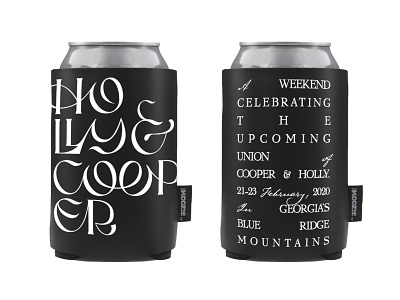 Cooper & Holly beer koozie lettering typeface typography wedding