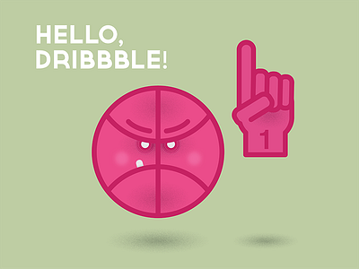 Hey there, Dribbble! angry basketball debut first shot foam finger