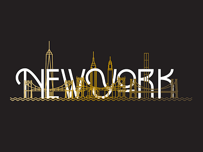 New York architecture lettering new york nyc skyline type