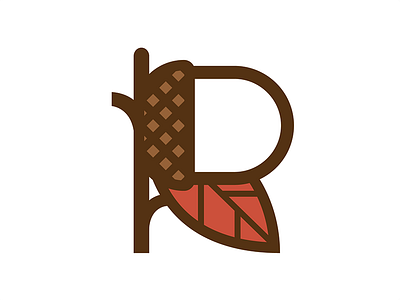 a-R-corn acorn fall leaf logo r twig