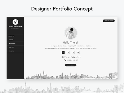 Designer Portfolio Concept contact info dashboard designer landing page personal website portfolio profile resume