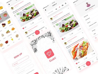 Cook it - A Recipe Maker App Concept cooking app ios logo profile signup social page splash screen timeline