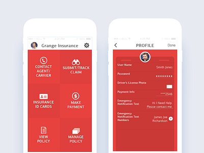 Insurance Claim App application emergency insurance interaction card profile sos tracker vehicle