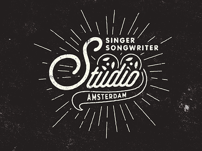 Logo for Singer Songwriter Studio illustration logo mark music old retro sign signage texture type typography vintage