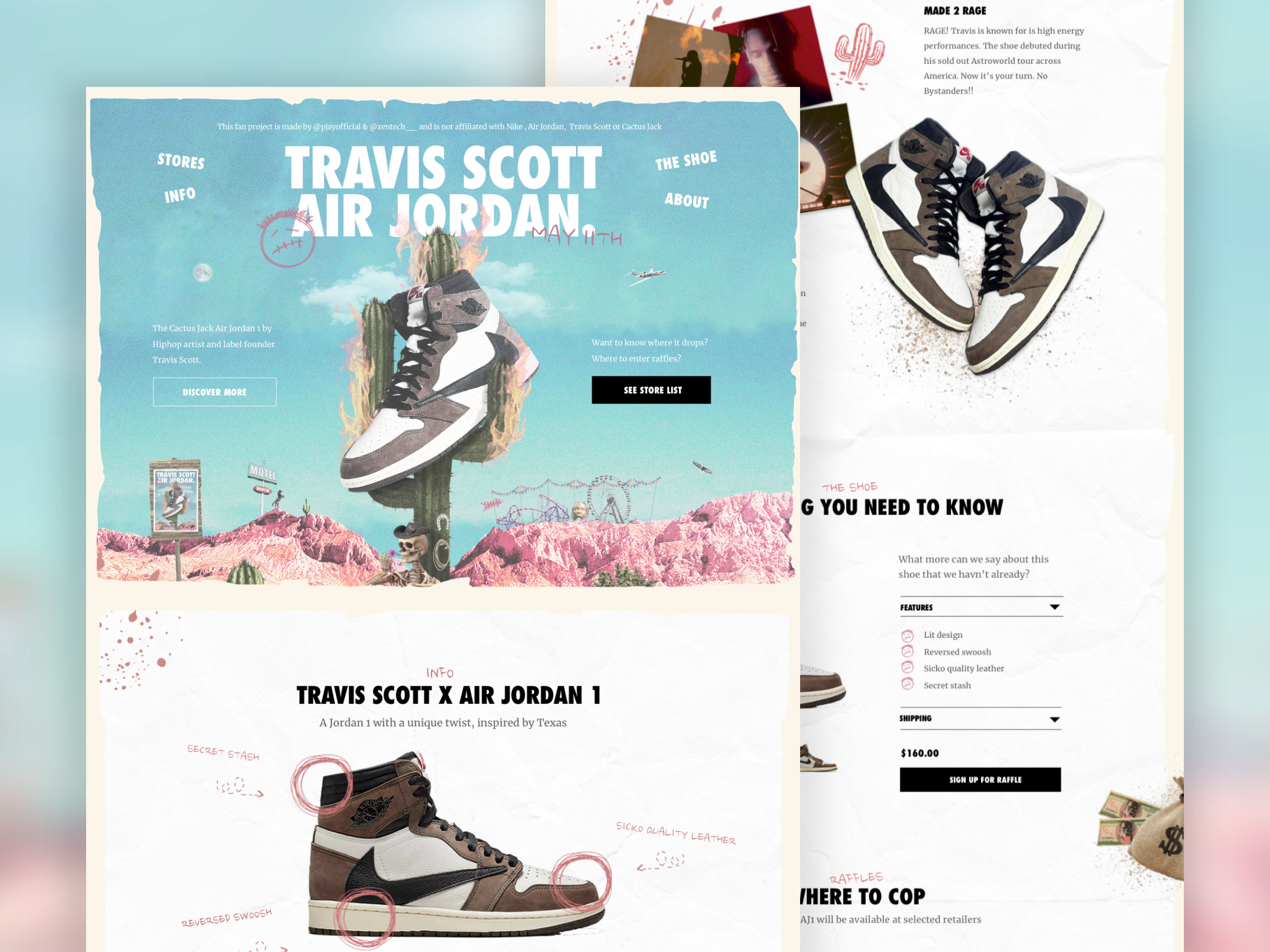 Travis Scott x Air Jordan 1 ''Cactus Jack'' website design by  Pieter-Jannick Dijkstra on Dribbble