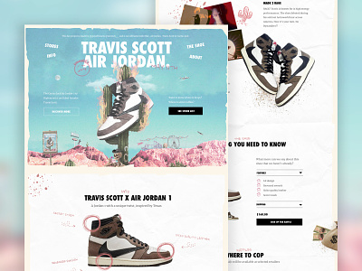 Travis Scott x Air Jordan 1 "Cactus Jack" website design 🌵🔥 design ecommerce fashion hiphop kanye kanye west landing landing page nike product productpage shoe shop sneaker travis scott ui ux webdesign webshop website