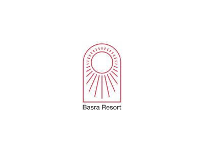 Basra Resort Logo brand branding easy fun icon logo minimal minimalism minimalist morning red simple sky sun window