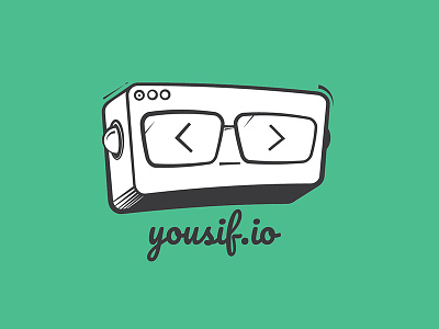 yousif.io Logo browser cartoon character design designer glasses green outline robot web window yousif