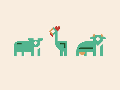 Farm animals animals branding cow design graphic design icon illustration logo pig rooster
