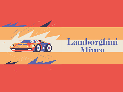 Lamborghini Miura car flat design illustration lamborghini miura retro sports car vector vector art vector illustration