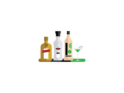 The Cocktails - 'Apple Martini' apple martini bottles cocktail drink flat design flat graphics icons illustration martini vector illustration vodka