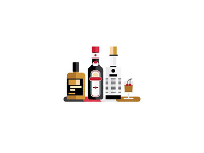 The Cocktails - Manhattan angostura bottles bourbon cocktails drinks illustration knobcreek manhattan rye whisky vector illustration vermouth whisky