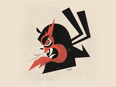 Samurai Jack "Aku" aku cartoon demon evil homage illustration minimal illustration retro samurai samurai jack vector illustration