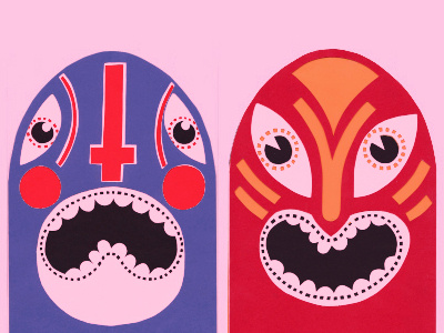 Paper Cut Lucha Masks cut illustration luchador mask paper