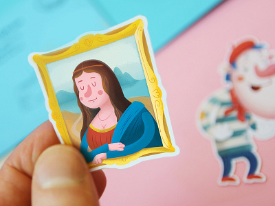 Do you recognize her? art character frame france illustrations kids louvre mono lisa paris smile stickers