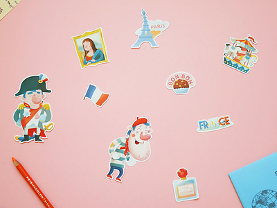France bonbon croissant france illustrations kids mime napoleon paris stickers